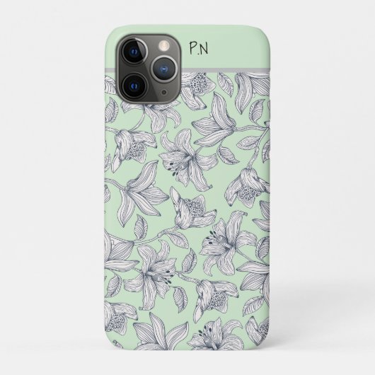 Sage Floral Monogram iPhone / iPad case (Achterkant)