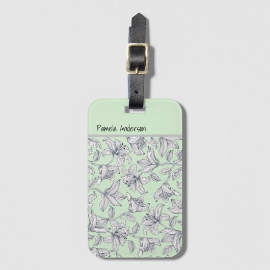 Sage Floral Monogram iPhone / iPad case Bagagelabel (Voorkant (verticaal))
