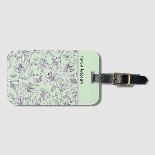 Sage Floral Monogram iPhone / iPad case Bagagelabel (Voorkant (horizontaal))