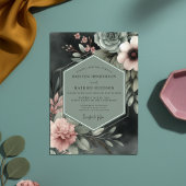 Sage Floral Moody Romance Wedding Kaart
