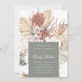 Sage Floral Moss Green Pampas Boho Vrijgezellenfee Kaart (Voorkant)