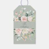 Sage Floral Pink Waterverf Elegant Cadeaulabel (Voorkant)