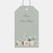 Sage Floral Pink Waterverf Elegant Cadeaulabel (Achterkant)