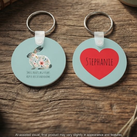 Sage Floral Rabbit Rescue Advocate Gift Sleutelhanger