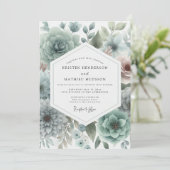 Sage Floral Romance Wedding Kaart (Staand voorkant)