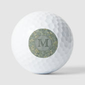 Sage Floral William Morris Custom Initiaal Dames Golfballen (Voorkant)