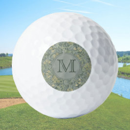 Sage Floral William Morris Custom Initiaal Dames Golfballen