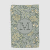 Sage Floral William Morris Custom Initiaal Dames Golfhanddoek (Voorkant)