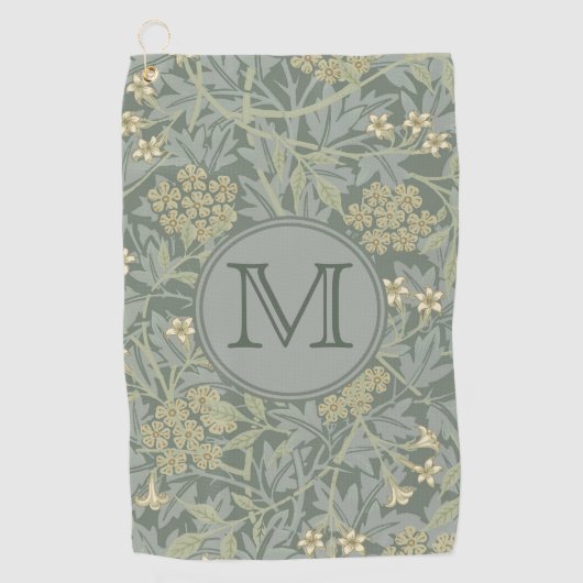 Sage Floral William Morris Custom Initiaal Dames Golfhanddoek (Voorkant)