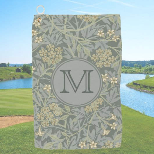 Sage Floral William Morris Custom Initiaal Dames Golfhanddoek