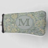 Sage Floral William Morris Custom Initiaal Dames Golfheadcover (Voorkant)