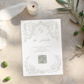 Sage  Flourish Monogram Trouwgegevens Informatiekaartje
