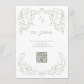 Sage  Flourish Monogram Trouwgegevens Informatiekaartje (Voorkant)