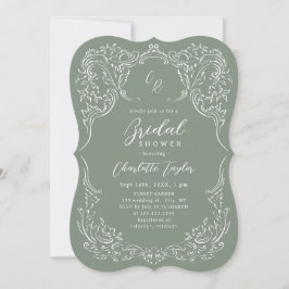 Sage Flourish Monogram Vrijgezellenfeest Kaart