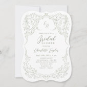 Sage  Flourish Monogram Vrijgezellenfeest Kaart (Voorkant)