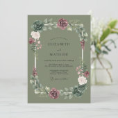 Sage Flourish Romantische Bruiloft Kaart (Staand voorkant)