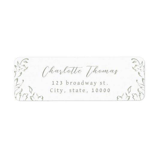 Sage  Flourish Script retouradres Etiket (Voorkant)