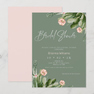 Sage Flowering Cactus Calligrafie Vrijgezellenfees Kaart