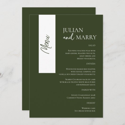 SAGE fluistert Soiree Menu (Voorkant / Achterkant)