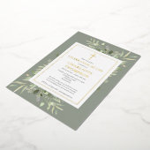 Sage Foliage Christelijk Celebration of Life Photo Folie Uitnodiging (Gedraaid)