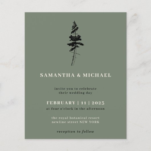 Sage Forest Pine Tree Indie Rustic budget Flyer (Voorkant)