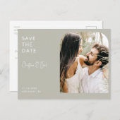 Sage Foto Moderne Boog Bruiloft Save the Date Briefkaart (Voorkant / Achterkant)