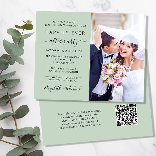 Sage Foto QR Code Weddenschappen Receptie Uitnodig