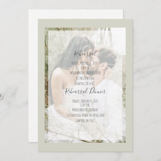 Sage Fotorepetitie & repetitie binnenste uitnodigi Kaart (Voorkant / Achterkant)