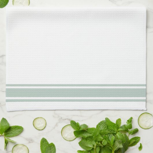 Sage Franse stijl Stripe Kitchen Tea Towel Theedoek (Gevouwen)