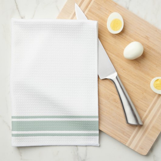 Sage Franse stijl Stripe Kitchen Tea Towel Theedoek (Quarter Fold)