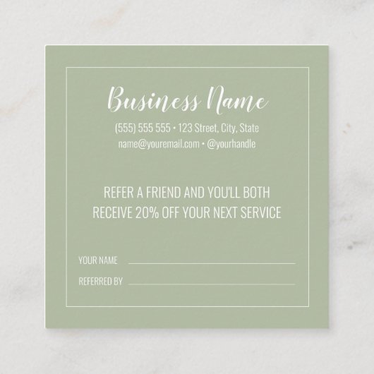 Sage Funny Hou me niet geheim minimalistisch Aanbevelingskaartje (Achterkant)