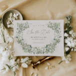 Sage Garden Save The Date Bruiloft Aankondiging<br><div class="desc">Onze save the date bruiloft aankondigingskaart beschikt over fancy scriptbelettering en salie groene botanische tuinelementen voor de mooiste manier om uw verloving aan te kondigen. Dit item maakt deel uit van onze Tieghan bruiloft suite T100,  winkel onze winkel voor bijpassende producten.</div>