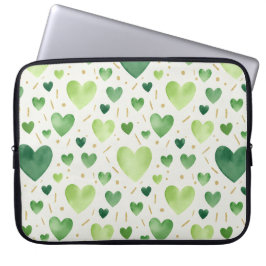 Sage Garden Watercolor Hearts Laptop Sleeve