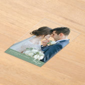 Sage Geen Achtergrond Foto Trouwen Dank u kaart Acryl Uitnodigingen (Laagn)