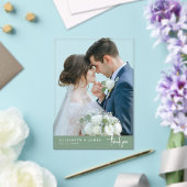 Sage Geen Achtergrond Foto Trouwen Dank u kaart Acryl Uitnodigingen (Insitu (Huwelijk))