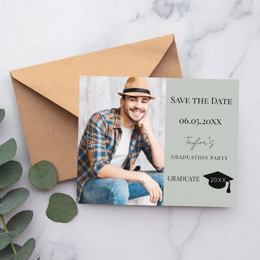 Sage Geen Modern Graduation Party Save the Date Flyer