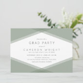 Sage Gelaagde Geometrische en Blauwe Afstudeerder  Kaart (Staand voorkant)