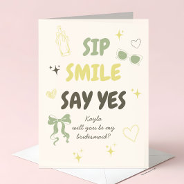 Sage + Gele Doodle Bruidsmeisje Uitnodiging