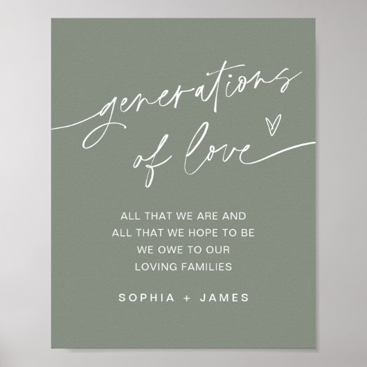 SAGE Generations of Love Wedding Sign Poster (Voorkant)