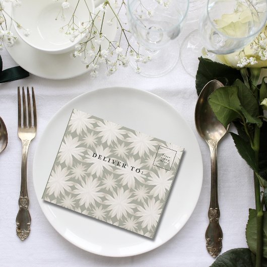 Sage Geometrisch Bloemen Patroon E-mail QR Code All In One Uitnodiging