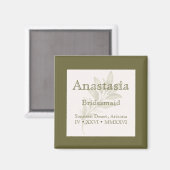 Sage gepersonaliseerde bruidsmeisje naam magneet (Voorkant / Achterkant)