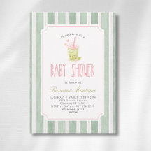 Sage Gestreepte Matcha Bubble Tea Meisje Baby Show