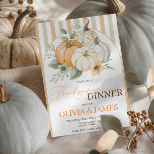 Sage gestreepte pompoen bloemige Thanksgiving uitn Kaart