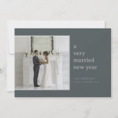 Sage getrouwd Nieuwjaar | Elegante huwelijksvakant Feestdagenkaart (Voorkant)