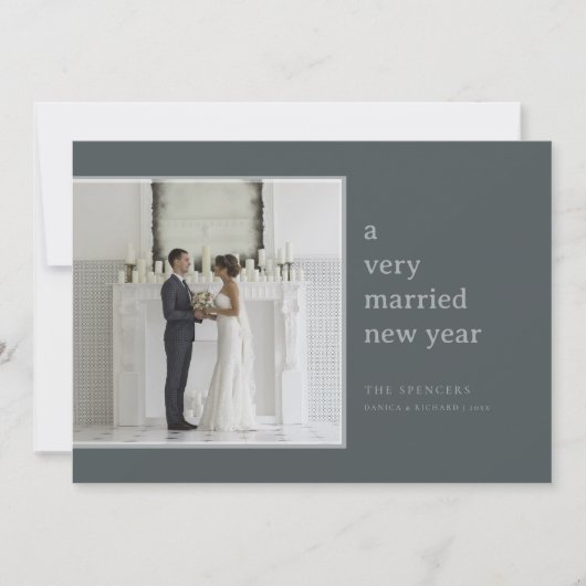 Sage getrouwd Nieuwjaar | Elegante huwelijksvakant Feestdagenkaart (Voorkant)