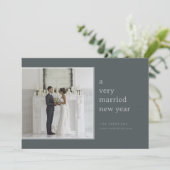 Sage getrouwd Nieuwjaar | Elegante huwelijksvakant Feestdagenkaart (Staand voorkant)