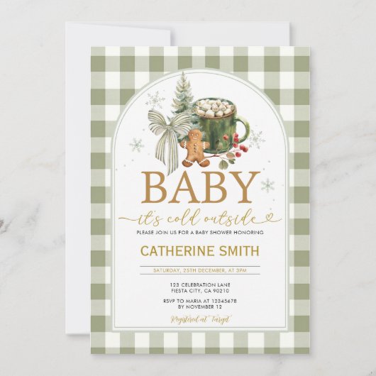 Sage Gingerbread Cacaobabyshower Kaart (Voorkant)