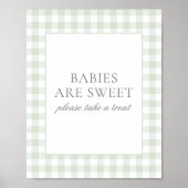 Sage Gingham Baby shower Baby's zijn lief teken Poster (Voorkant)