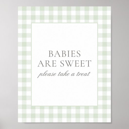 Sage Gingham Baby shower Baby's zijn lief teken Poster (Voorkant)