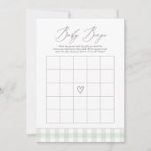 Sage Gingham Baby shower Bingo spel Kaart (Voorkant)